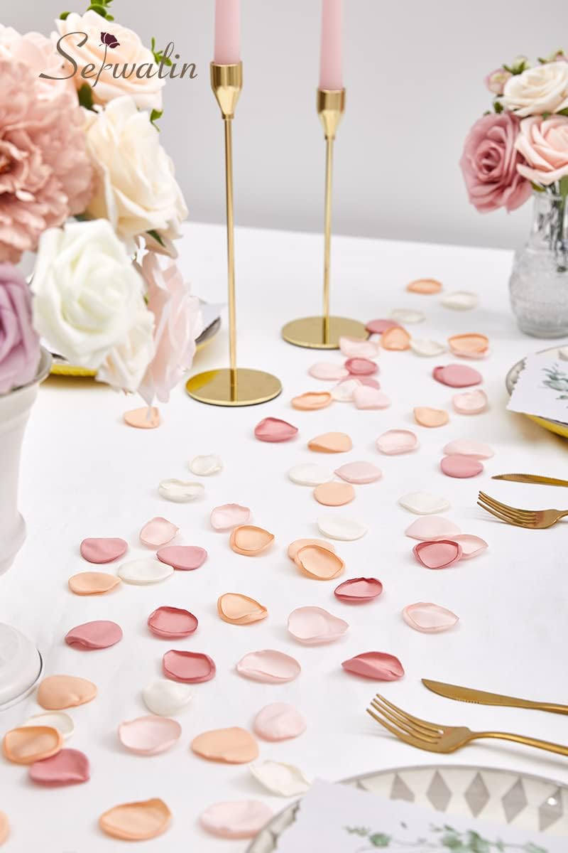 Serwalin 300Pcs Silk Rose Petals Artificial Flower Petals for Weddings Champagne Gold Petals Fake