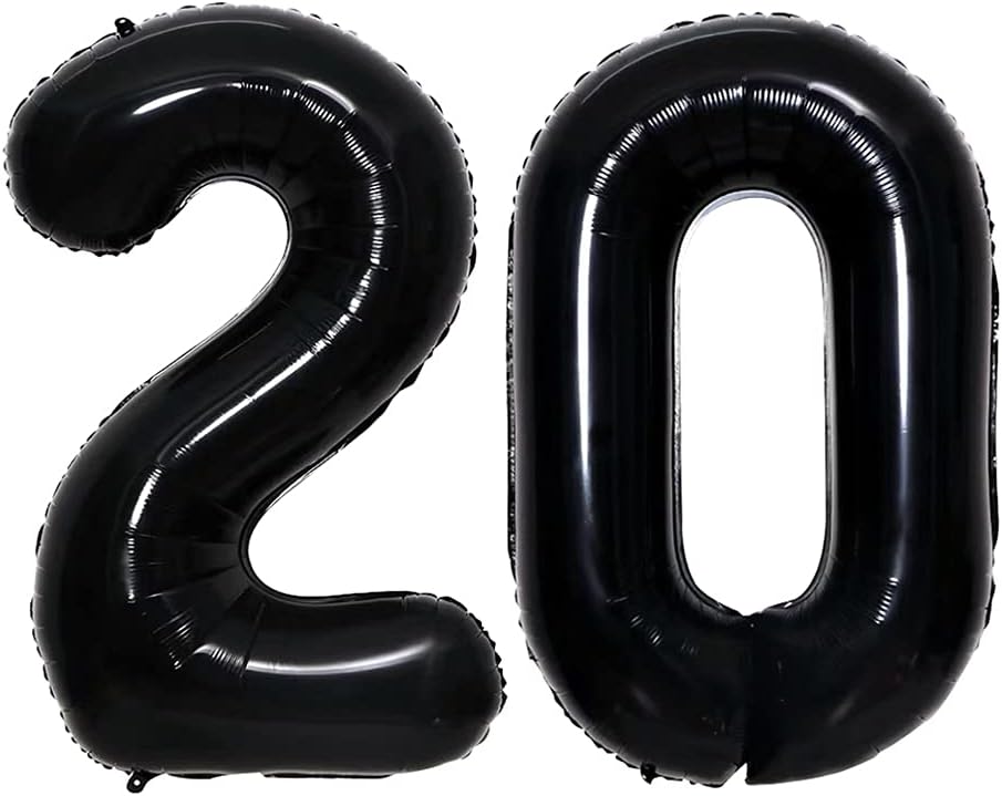 GOER Number 20 Balloons for 20th Birthday Party Decorations,42 Inch Jumbo Foil Helium Balloons for
