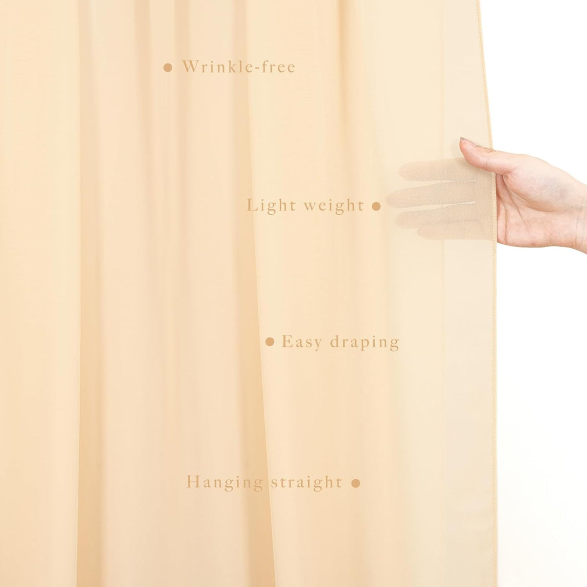 4 Panels Wedding Arch Draping Fabric 20Ft Length x 28" Width Champagne Arch Drapes Chiffon Fabric