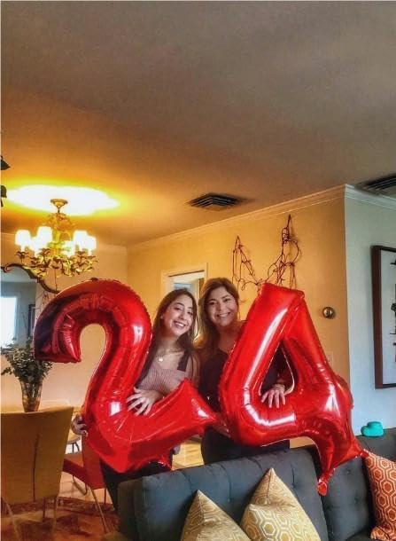 Number Balloon 40 Inch Red 4 Balloon, Red Large Numbers 4 Four Balloon Decor, 4 14 24 34 40 44 48