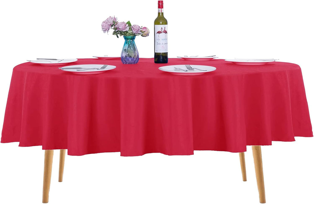 Ascoza 2pack 90 Inch Red Round Tablecloth in Washable Polyester Fabric for