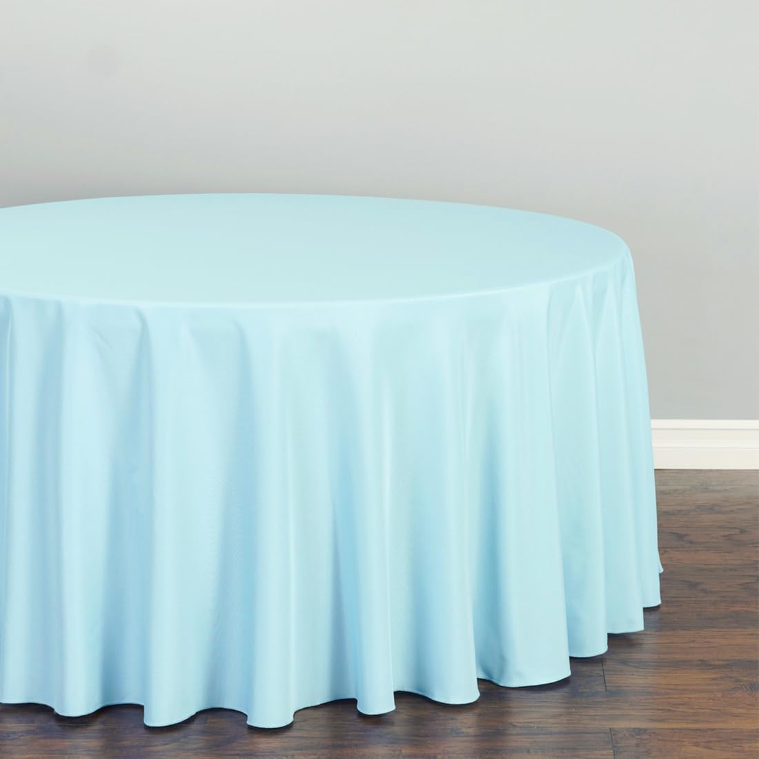 LTC LINENS 10 Pack 108 Inch Round Tablecloths Baby Blue - Bulk for 48 Inch Round Table Floor Length