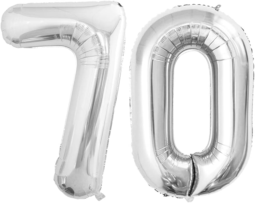 GOER Number 70 Balloons for 70th Birthday Party Decorations,42 Inch Jumbo Foil Helium Balloons for