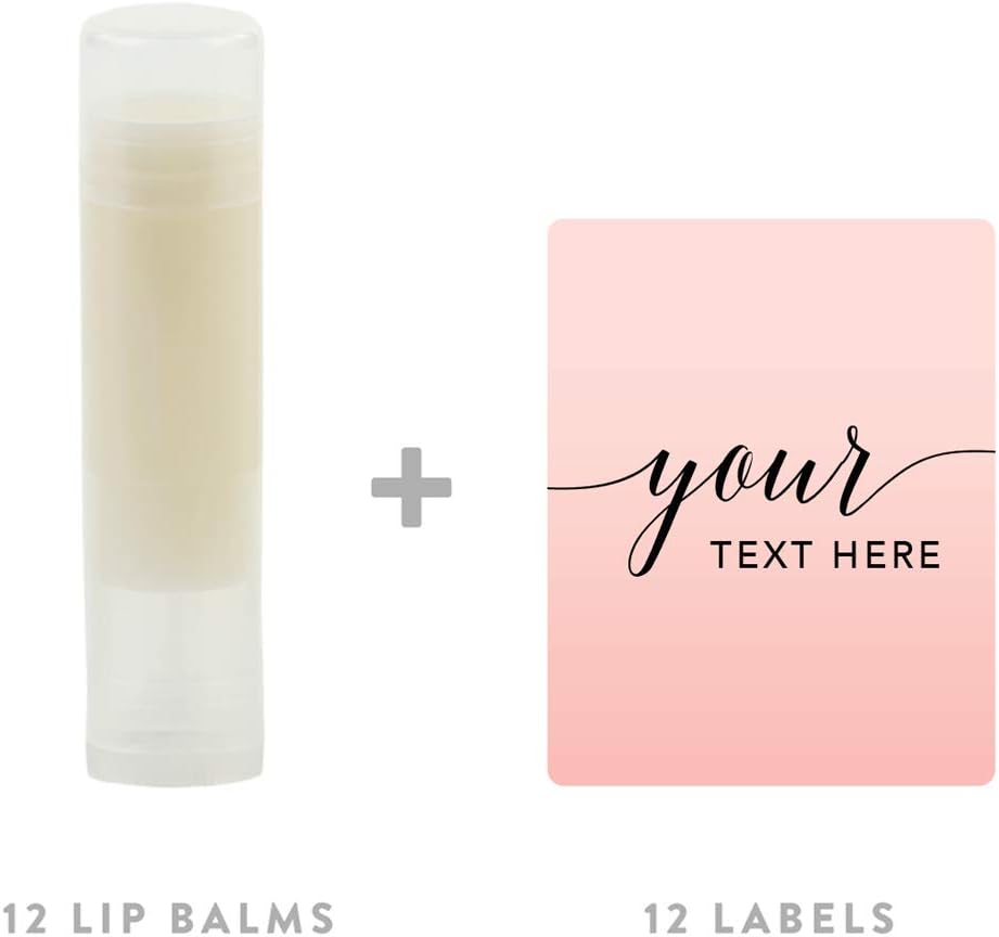 Andaz Press Personalized Blush Pink Rose Elegant Party, Lip Balm, Your Text Here, 12-Pack, Custom