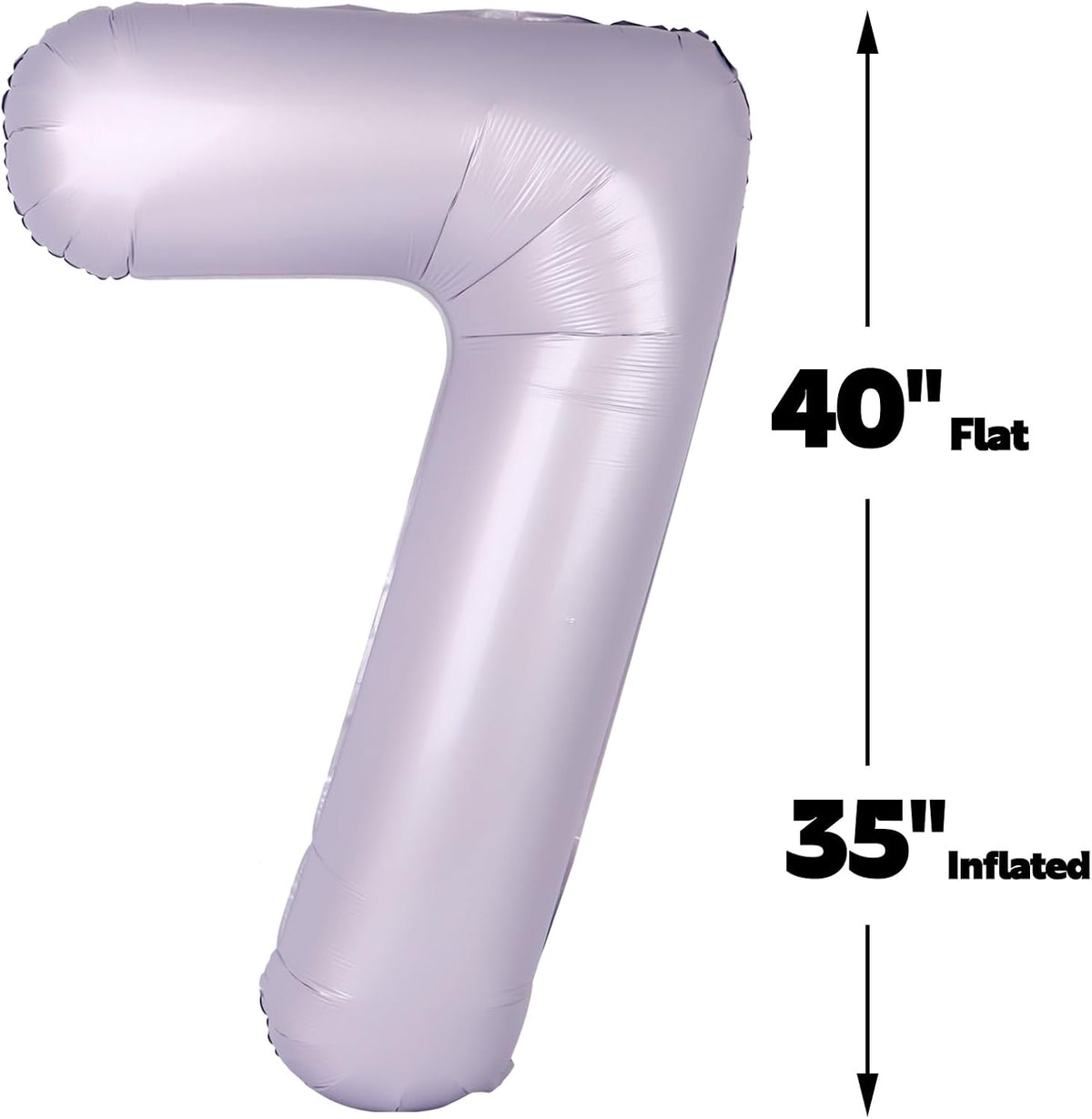Digital Number 7 Lavender Birthday Balloon 40 Inch, Foil Balloons for 7 17 27 70 77 Party