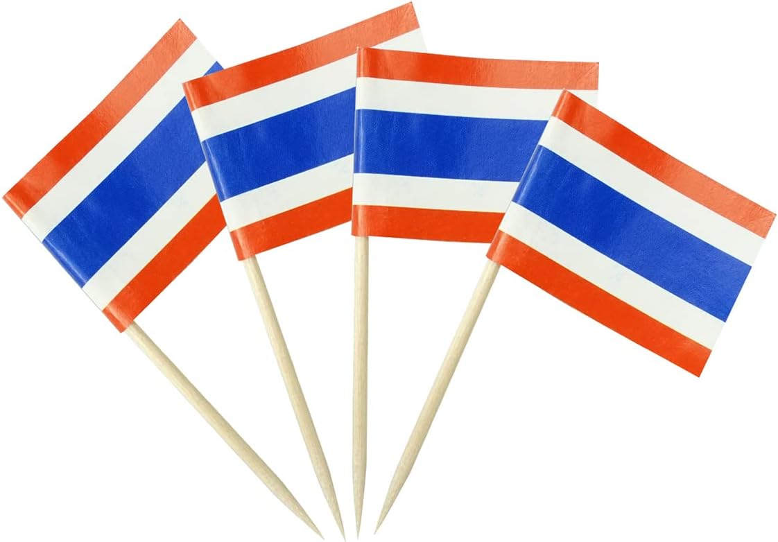 Thailand Flag Thai Flag, Small Mini Thailand Toothpick Flags for Food, Cupcakes, Cocktails
