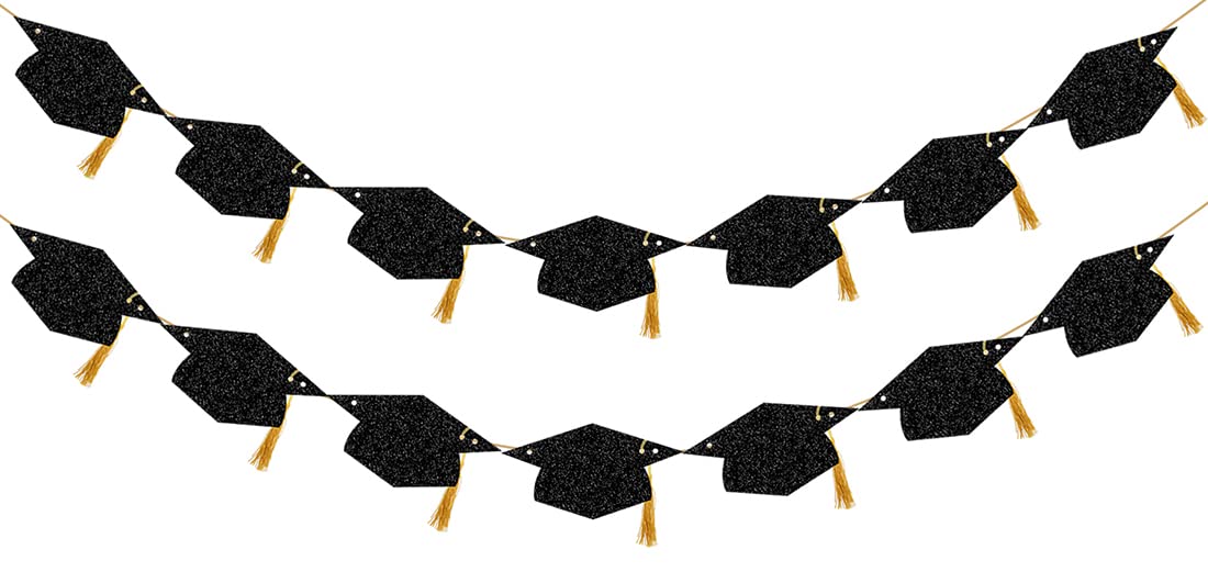 Graduation Decorations Class of 2026 Glitter Pre-Strung Congrats Grad with Tassel Party