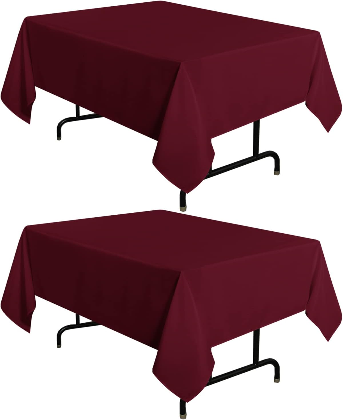 sancua 2 Pack Burgundy Tablecloth 54 x 54 Inch, Stain and Wrinkle Resistant Square Table Cloth