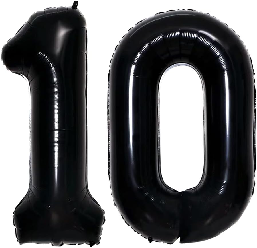 GOER Number 10 Balloons for 10th Birthday Party Decorations,42 Inch Jumbo Foil Helium Balloons for