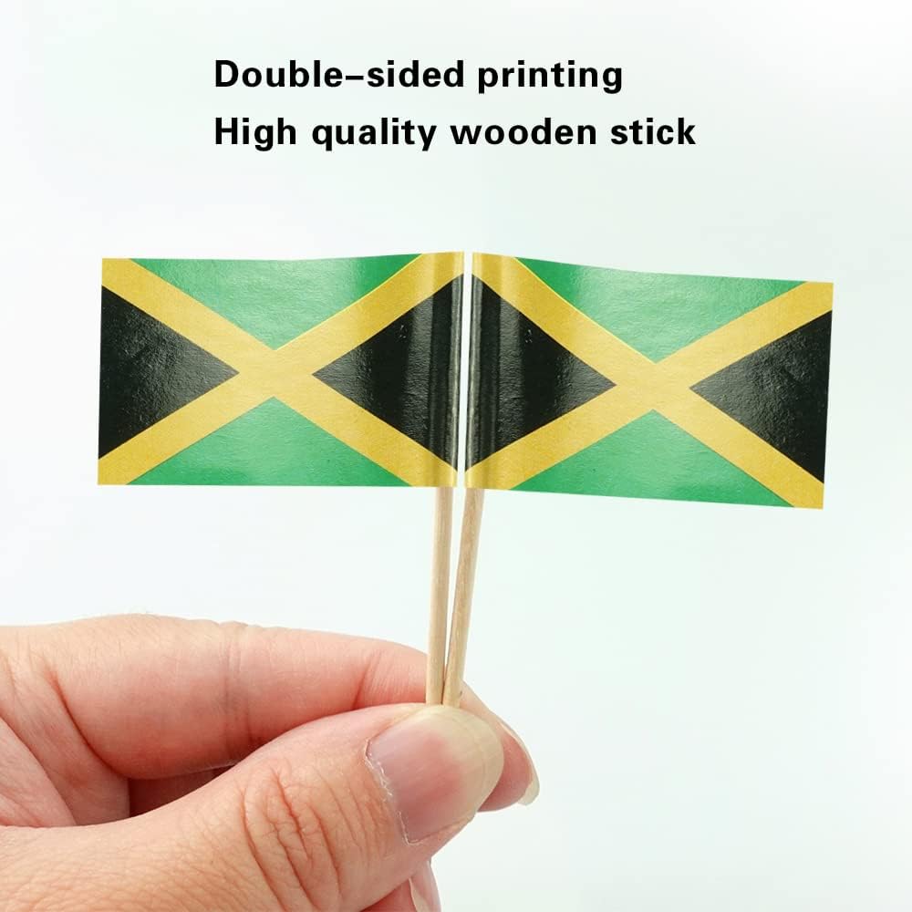 Jamaica Flag Jamaican Flag, Small Mini Jamaica Toothpick Flags for Food, Cupcakes, Cocktails