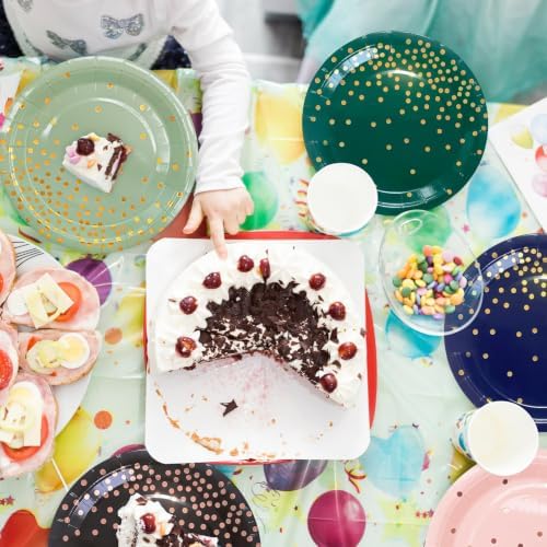 WXLDGHQ White and Gold Paper Plates Napkins Party Supplies