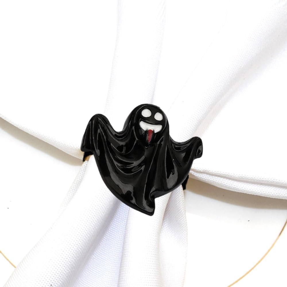 Ghost Napkin Rings Set of 6, Halloween Party Napkin Holder Buckles, Thanksgiving Christmas Napkin