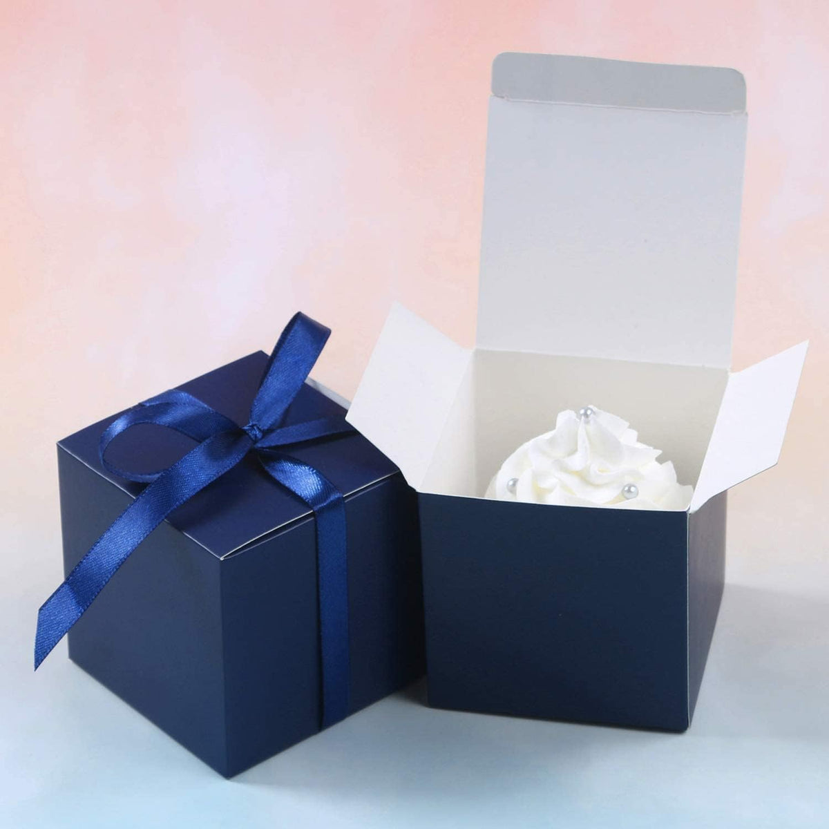COTOPHER 25pcs Wedding Favor Boxes, Paper Gift Boxes 3x3x3 Inches Small Gift Boxes with Ribbons