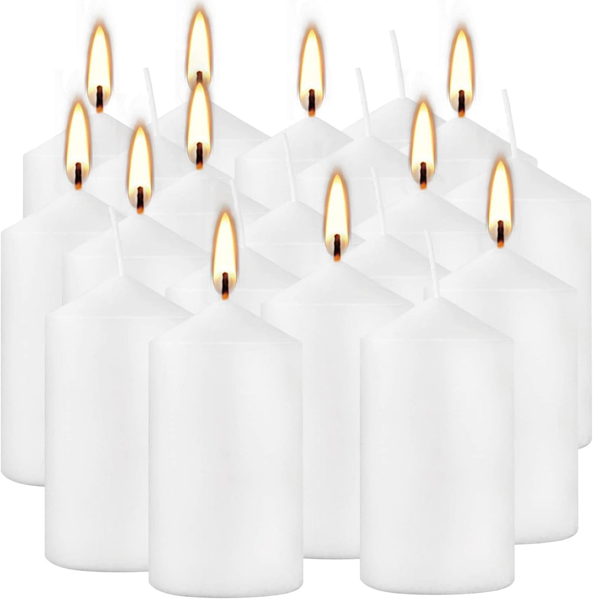 2"x4" High White Pillar Candles, Set of 20 Unscented. Bulk Buy. Ideal for Halloween, Wedding