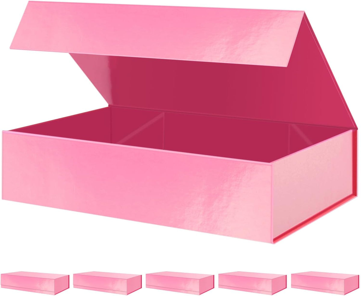 PACKHOME 6 Extra Large Gift Boxes 17.5x11.3x4.3 Inches, Sturdy Shirt Boxes with Magnetic Lids for
