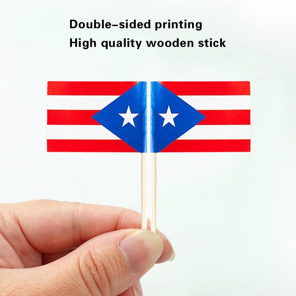 Puerto Rico Flag Puerto Rican Flag, Small Mini Puerto Rican Toothpick Flags for Food, Cupcakes