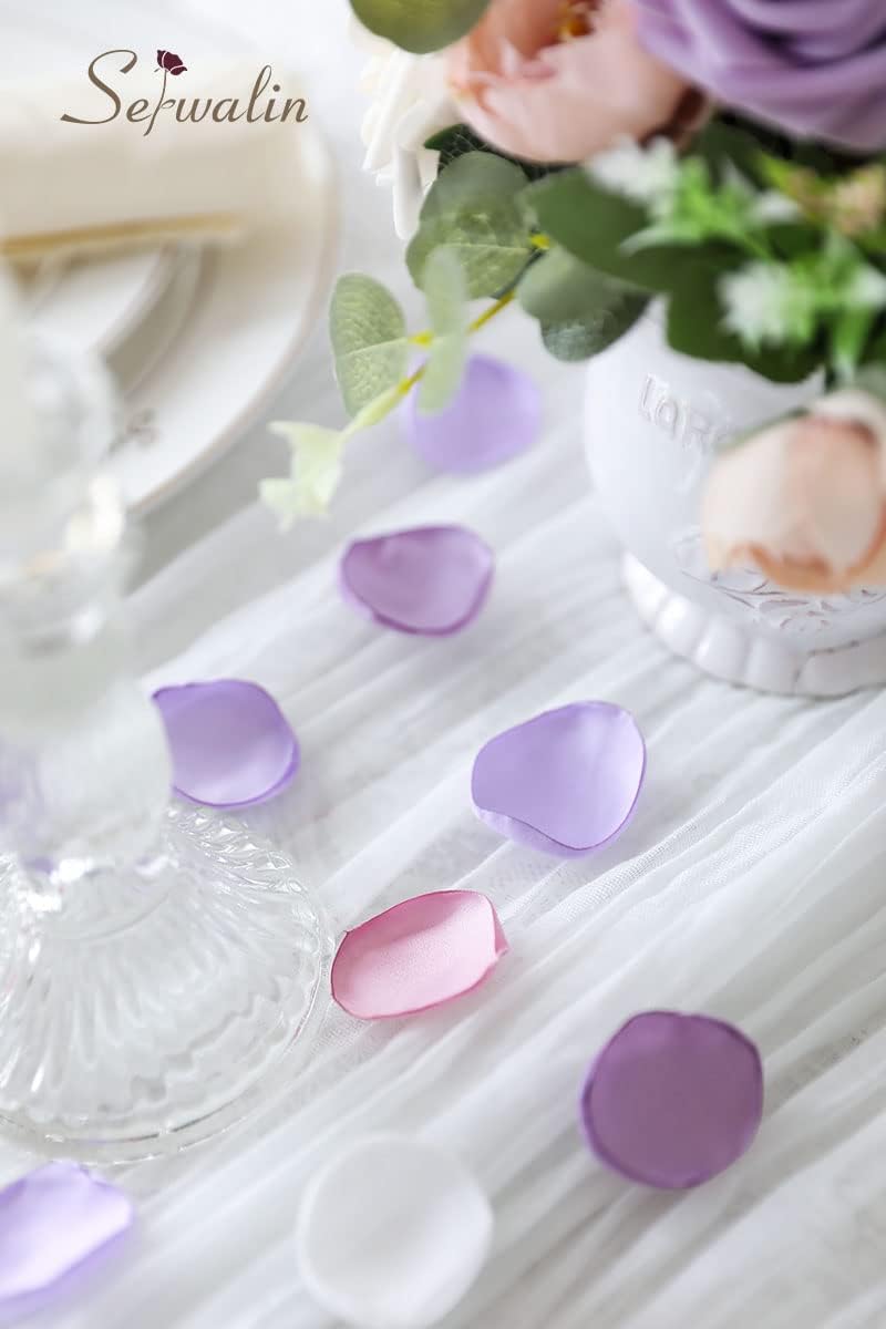 Serwalin 300Pcs Silk Rose Petals Artificial Flower for Weddings Proposal - Purple Pink for Romantic