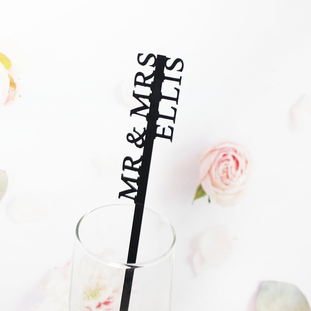 50pcs Personalized Laser Initial Drink Stir Stirrers, Initia Letter Tags, Custom Acrylic Cocktail