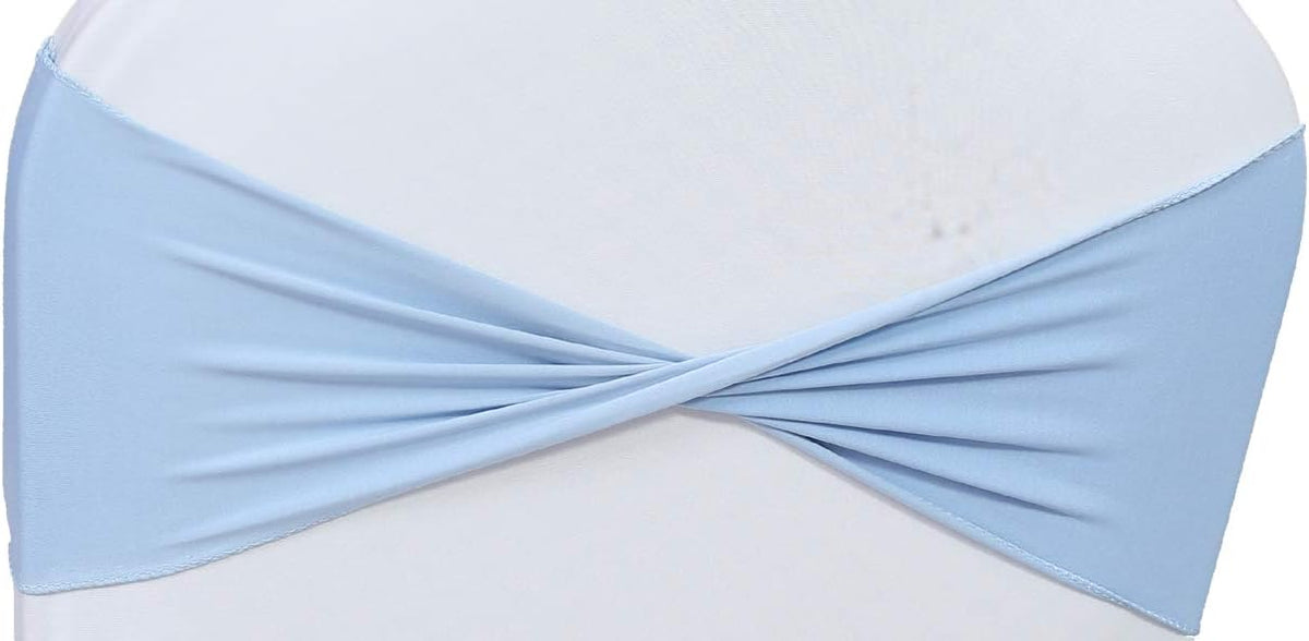 VDS Pack of 25 PCS | Baby Blue | Spandex Chair Sashes Bows Without Buckle | Stretch Elastic Banquet