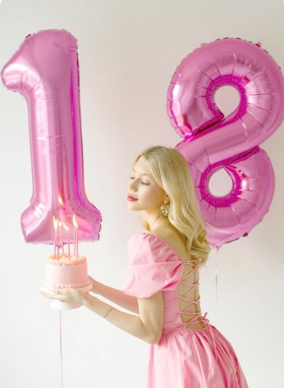 Pink Foil Number 8 Balloon 40 Inch, Helium Mylar Eight Number 8 18 28 38 48 58 80 88 Birthday