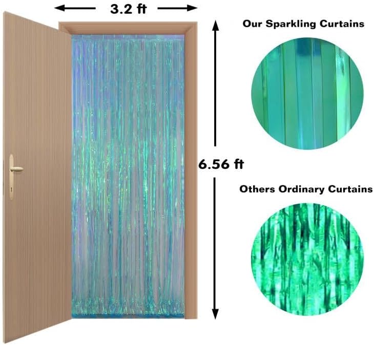 Melsan Fringe Backdrop Birthday Party Streamer Decorations - 2 Pack 3.2 x 6.5 ft Tinsel Backdrop
