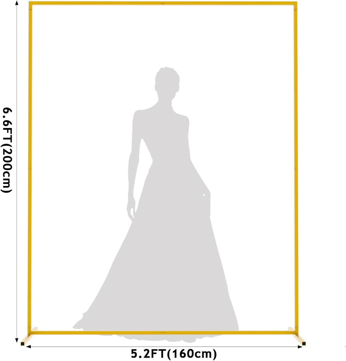 Asee'm 6.6FTx5.2FT Gold Wedding Arch Backdrop Stand Square Metal Rectangular Arch Frame for