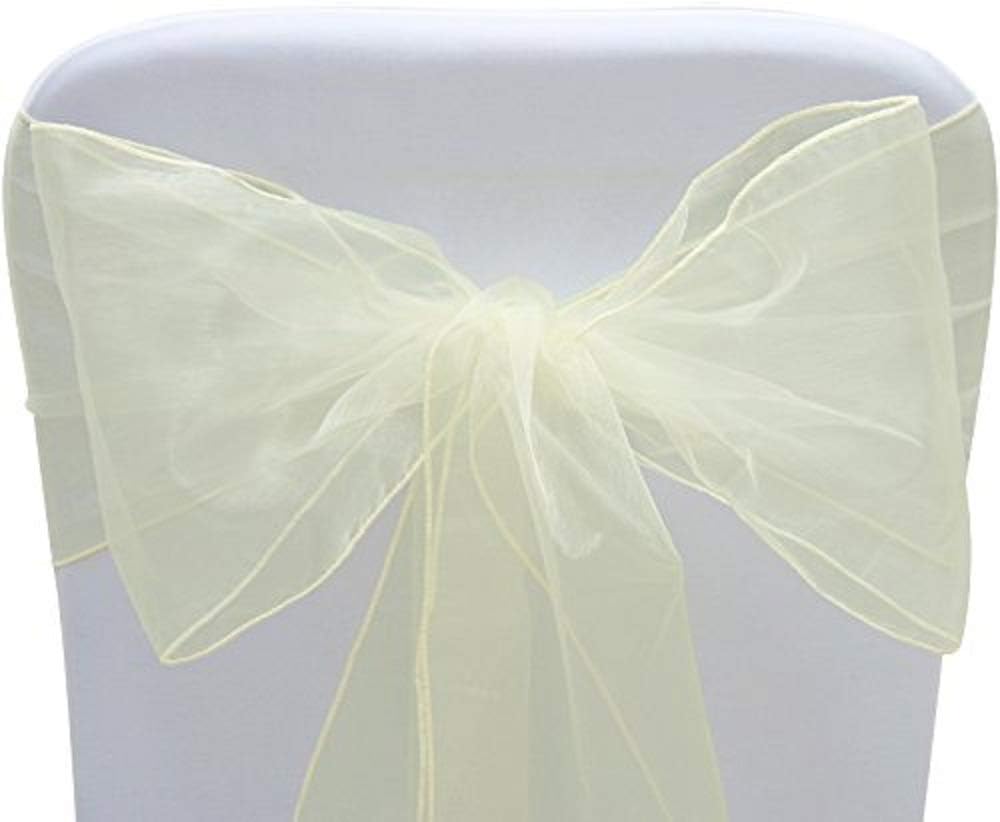 Organza Chair Bow Sash Décor Bows Sashes for Wedding Reception Events Banquets Decoration - (Pack