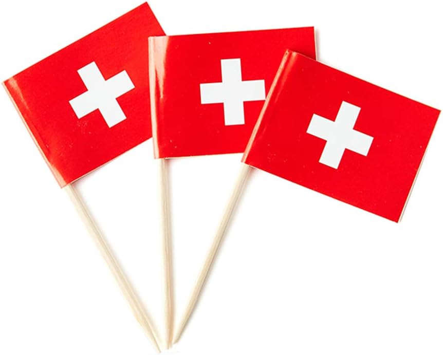 Switzerland Flag Swiss Flag, Small Mini Switzerland Toothpick Flags for Food, Cupcakes, Cocktails