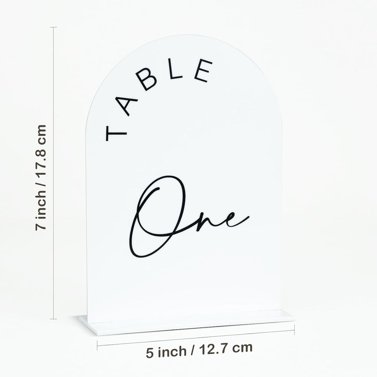 JINMURY White Arch Wedding Table Numbers 1-15 with Stands, 5x7 Inch Acrylic Arch Sign with Black