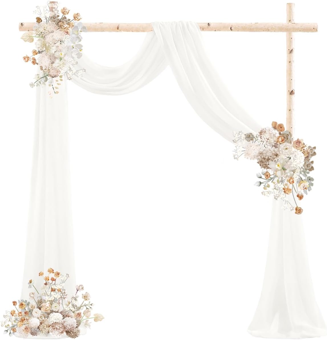 Ivory Wedding Arch Draping Fabric 2 Panels 29" x 20 FT White Drapes for Backdrop Sheer Curtains