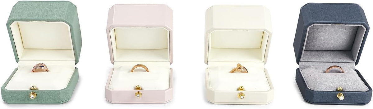 Oirlv Luxury Leather Ring Box for Jewelry Gift Octagon Women Ring Holder for Wedding Day, Proposal