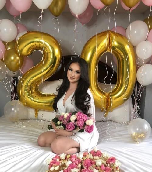 Gold Jumbo Helium Number Balloon 40 Inch, Giant Foil Golden Number 0 Birthday Balloons, Large