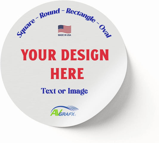 AVgrafx 120 3" Round Custom Personalized Stickers Labels Vinyl Waterproof Dishwasher Safe, Made