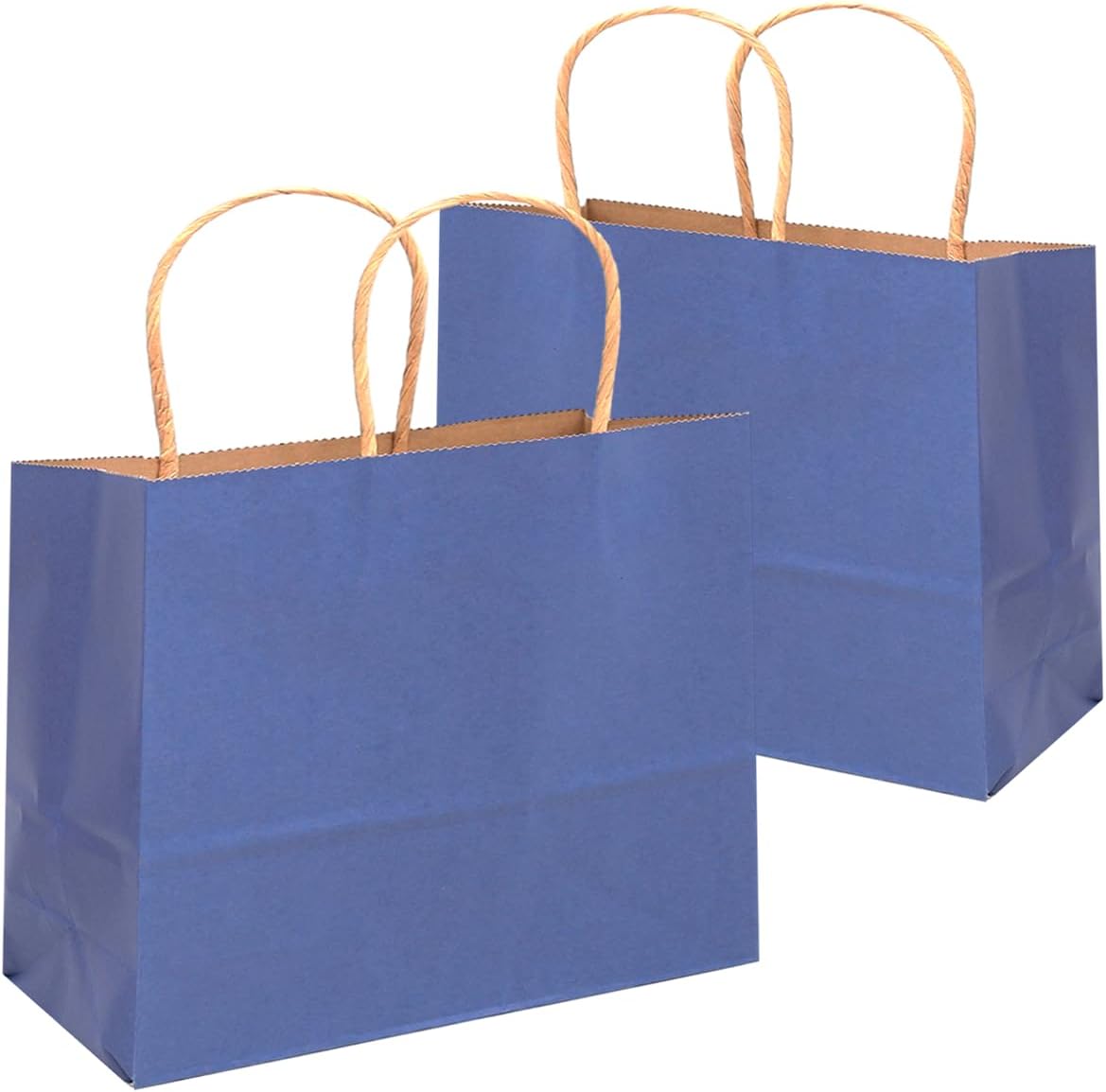 qiqee 100PCS Large Gift Bag with Handles Bulk 13"x4.5"x10" Gift Bags Kraft Deep Blue Multiple Uses