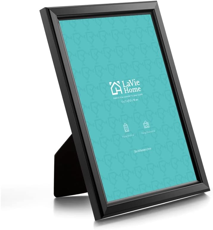 LaVie Home 5x7 Picture Frames (12 Pack, Black) Simple Designed Photo Frame with High Definition