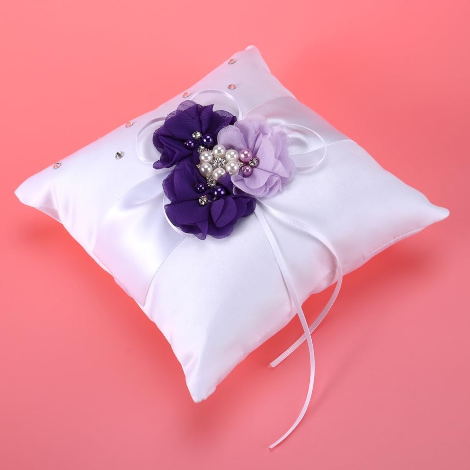 PRETYZOOM Pillow Ring Bearer Wedding Ring Pillow Wicker Flower Crown Decorative Pillows Pearl Rings