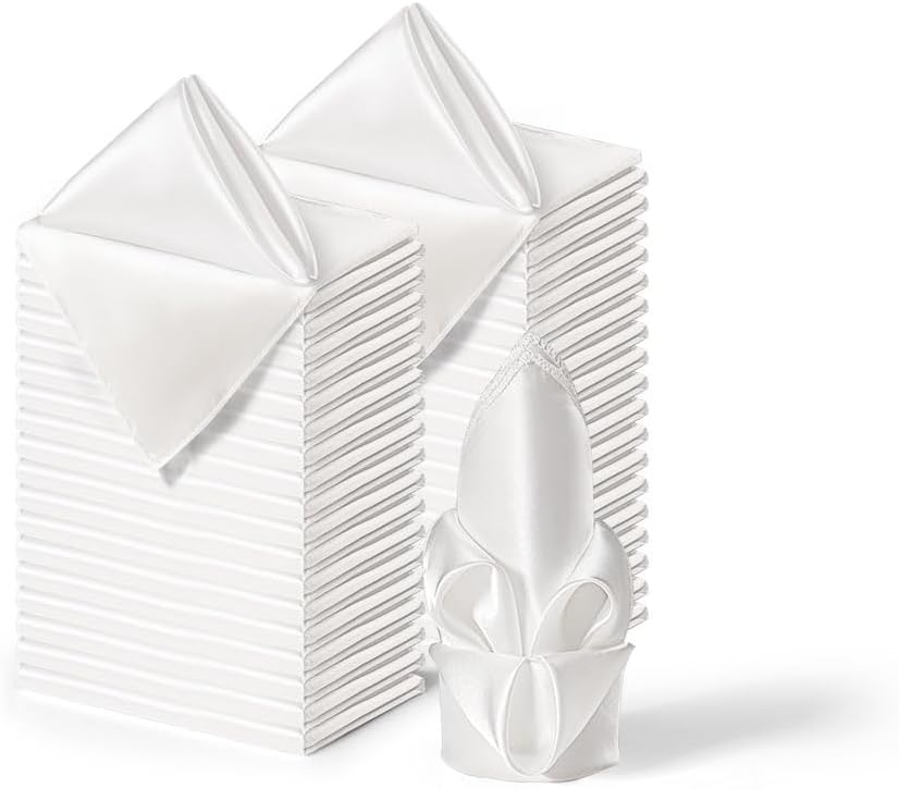 36 Pack Square Satin Dinner Napkins, 16x16 Inches Silky Soft Smooth Table Cloth Napkins for