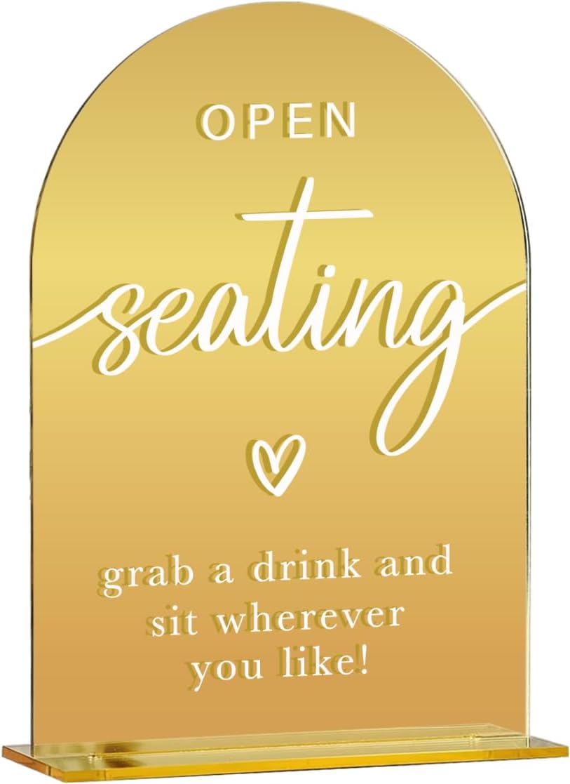 Acrylic Wedding Sign, Bridal Shower Decorations, Open Seating Sign for Ceremony, Modern Font Table