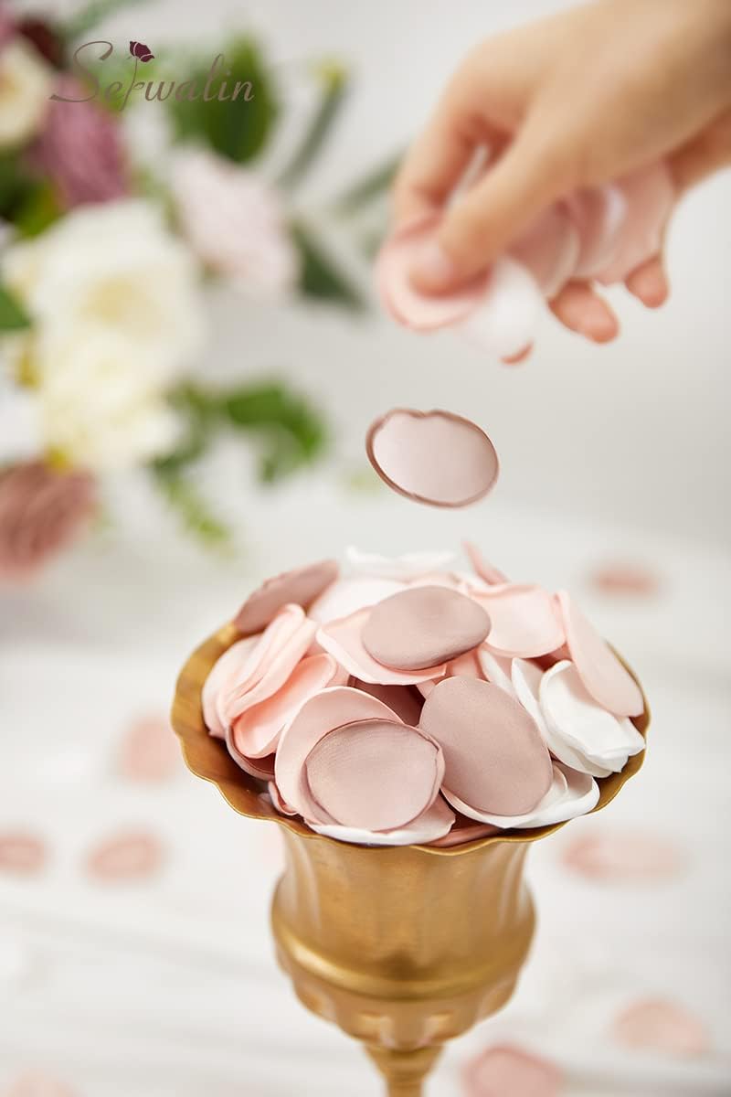 Serwalin 300Pcs Silk Rose Petals Artificial Flower Petals for Weddings Nude Pink Petals for