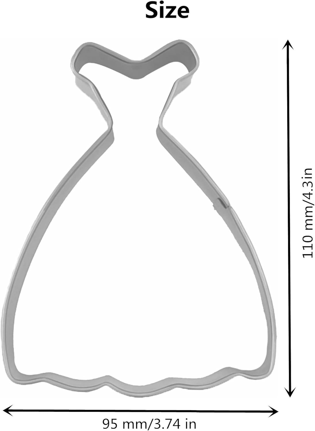 Large Size Dress Shaped Cookie Cutter, Stainless Steel Off-the-shoulder Wedding Princess Dress