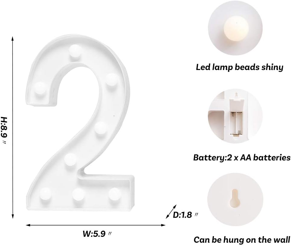 Foaky Decorative Led Marquee Light Up Number, Marquee Light Up Number Sign for Night Light Wedding