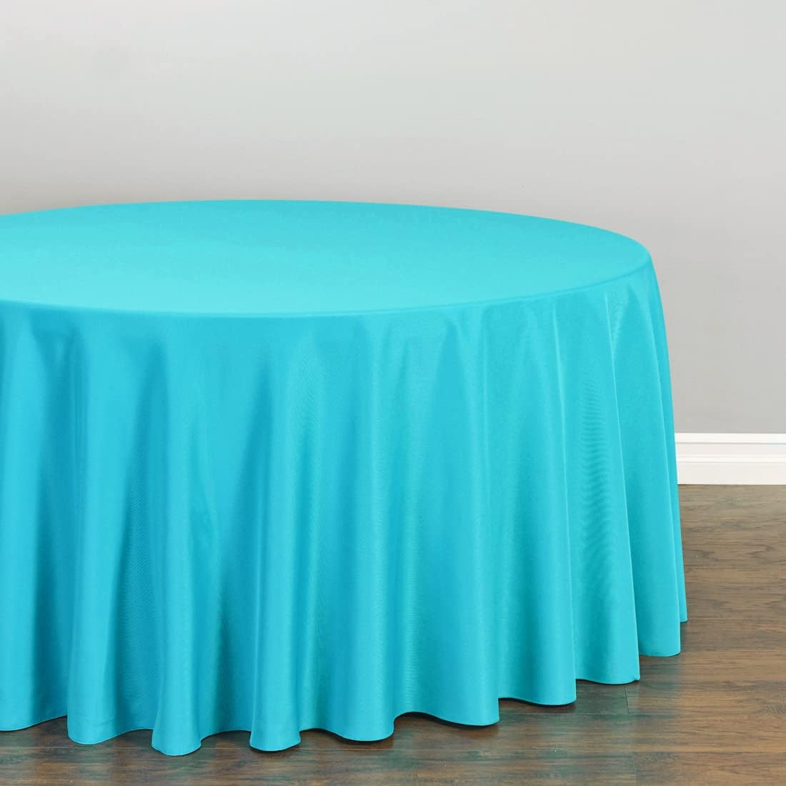 LTC LINENS Tablecloth - 120 Inch Round Tablecloths for Circular Table Cover in Turquoise Washable