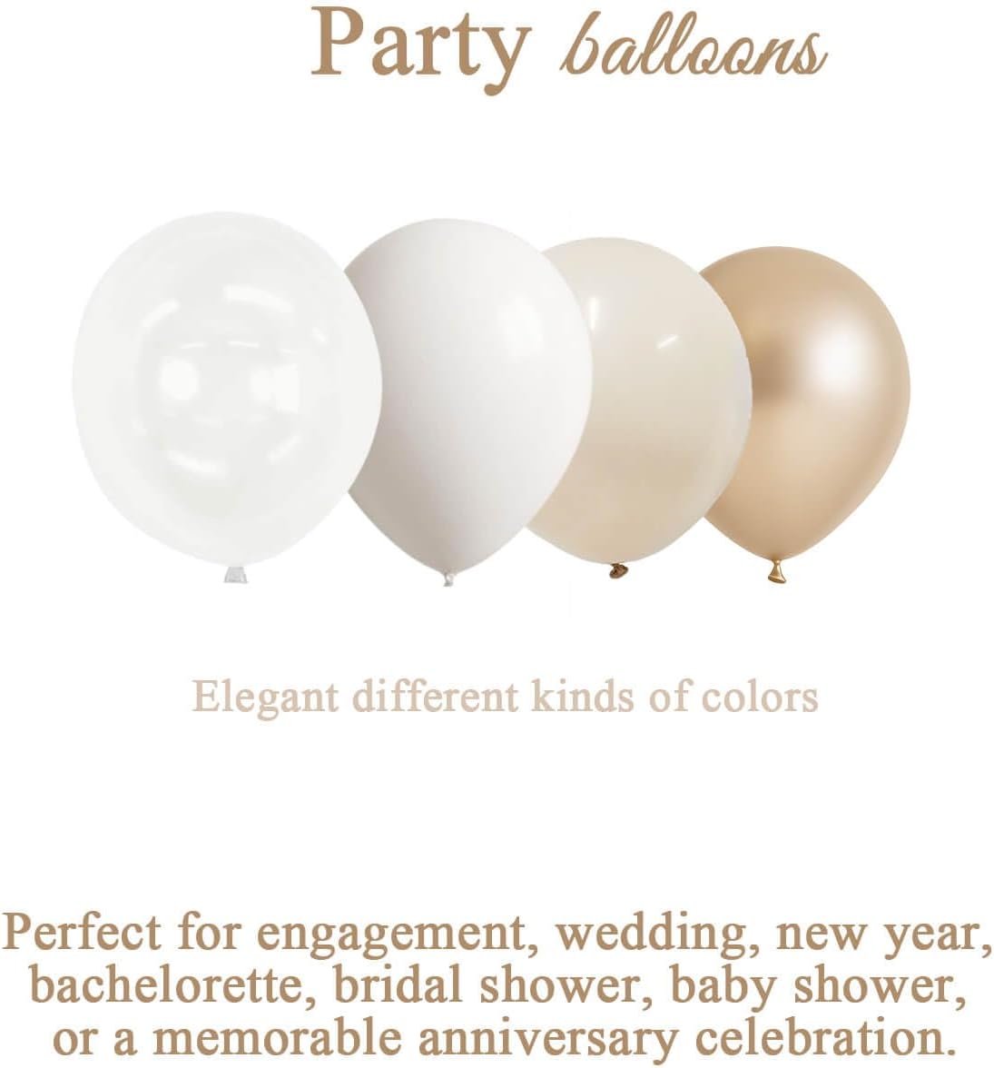 Champagne Gold and Ivory White Balloons Engagement Party Decorations- 34Pcs 12in Metallic Champagne