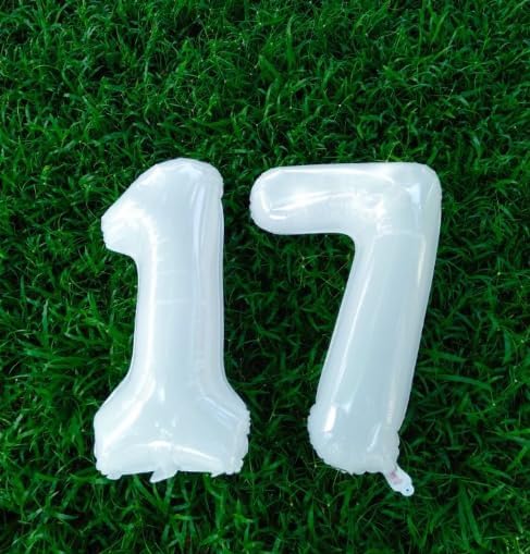 White Number 7 Birthday Balloon 40 Inch, Digital Balloons for 7 17 27 70 77 Party Celebration