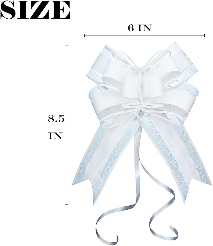 WEWILUCK White Gift Bow, Big White Pull Bows for Gift Wrapping, Wedding, Christmas, Valentine's