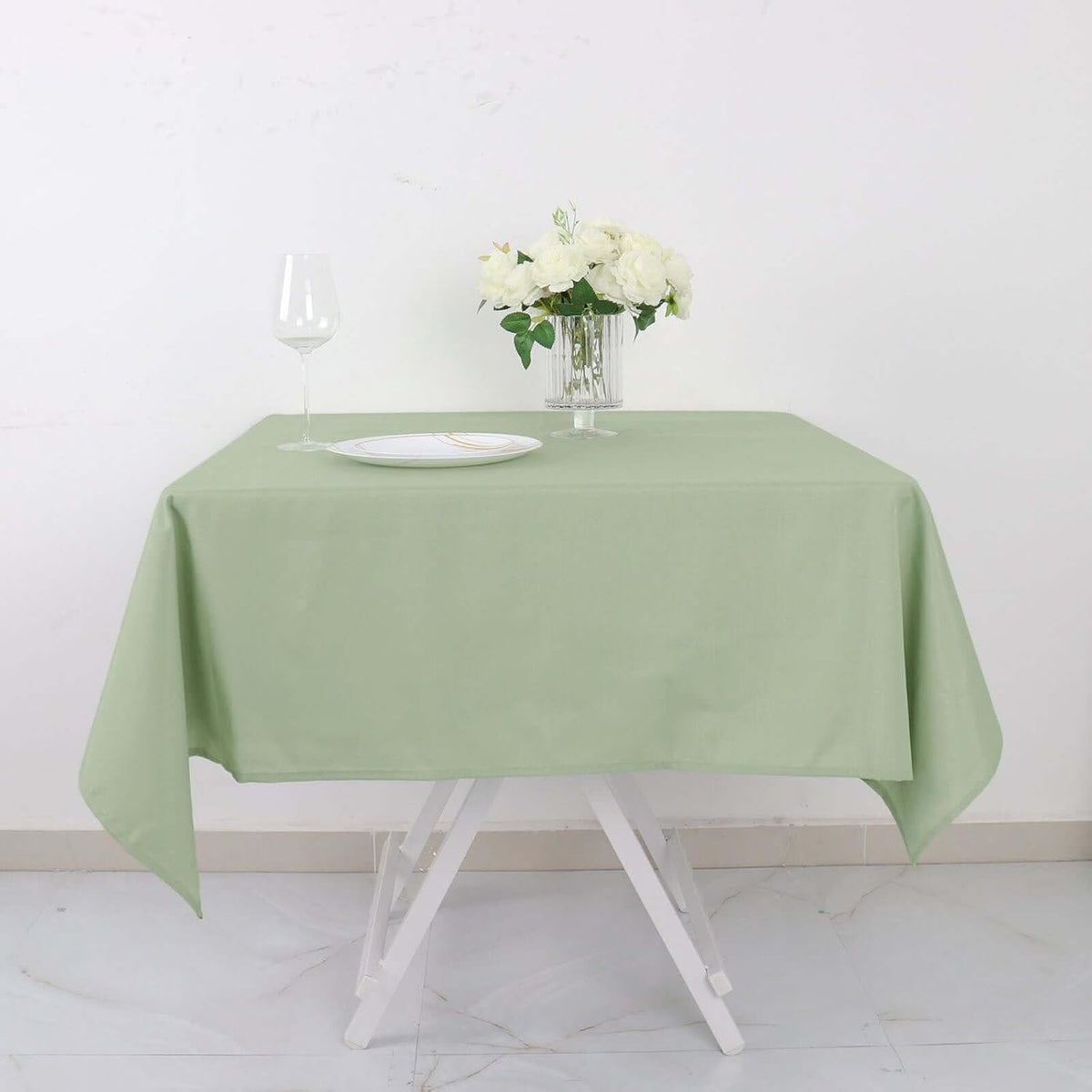 Efavormart 54x54 Sage Green Wholesale Linens Seamless Polyester Square Linen Tablecloth for Wedding