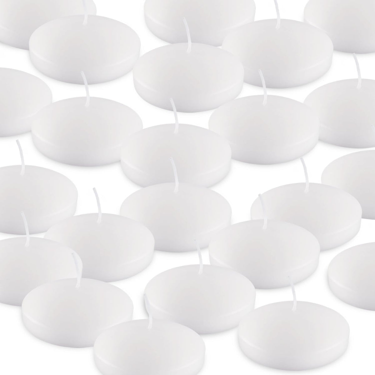 3 Inch Floating Candles Set of 24, Unscented White Candles for Wedding, Pool Party, Holiday
