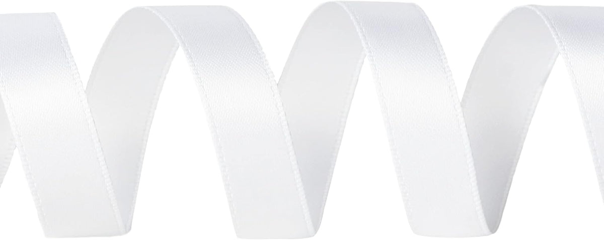 Ribbli Double Faced White Satin Ribbon,1/2” x Continuous 25 Yards,Use for Bows Bouquet,Gift