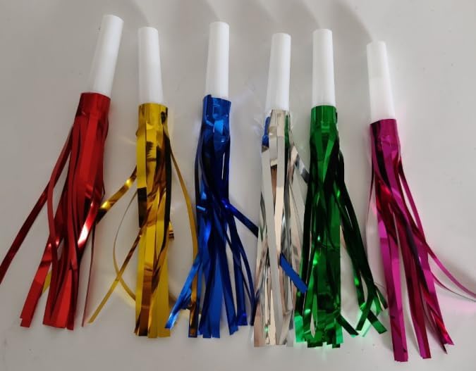 36 Pcs Noise Makers Birthday Blowers Glitter Metallic Fringed Party Blow Horns for Birthday Baby