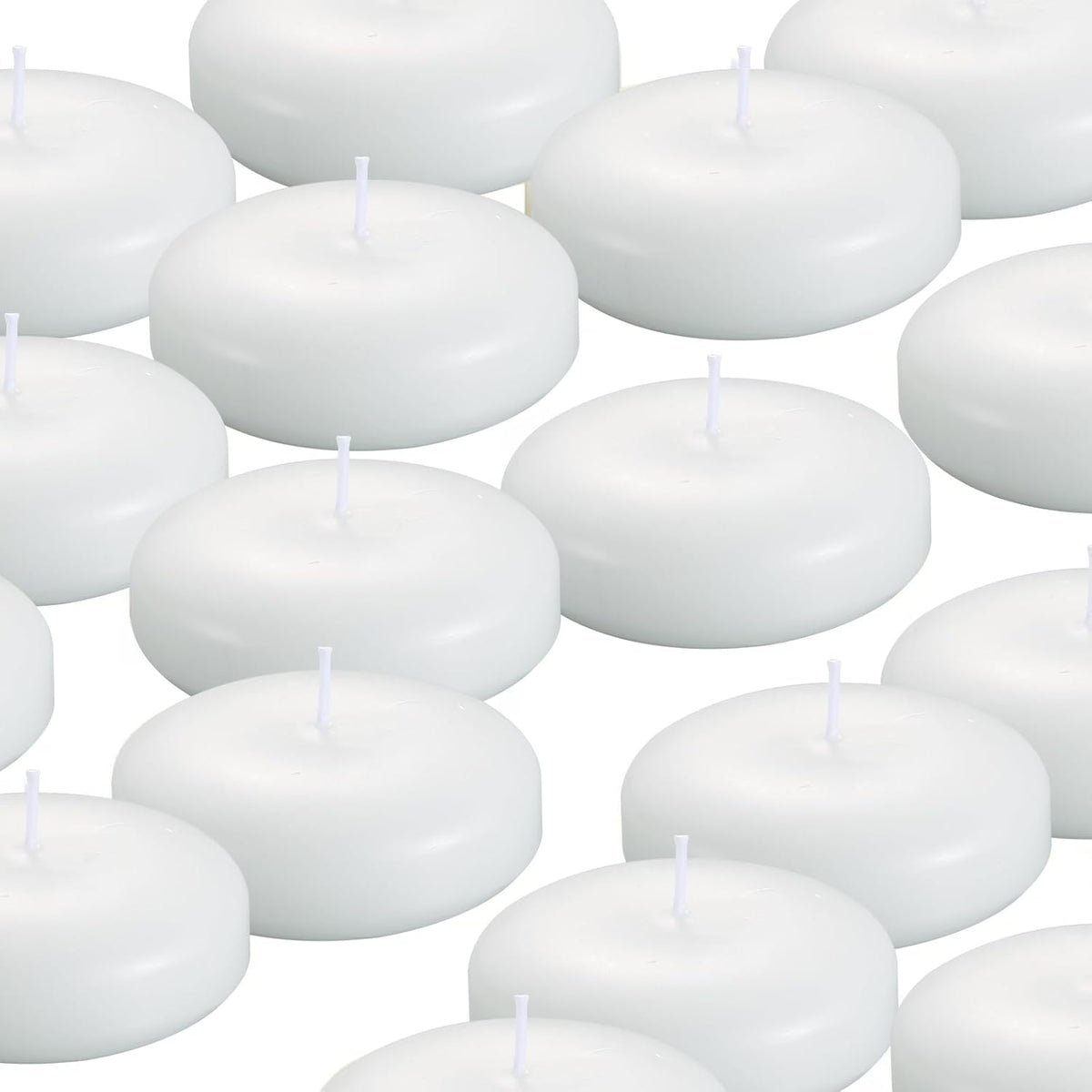 36 Pack Floating Candles, 3” White Unscented Dripless Wax Burning Candles, for Weddings, Party